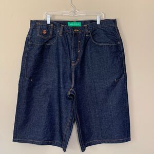 Vintage Y2K Rocawear Jeans Denim Shorts Baggy Hip Hop Embroidered Skate Size 40